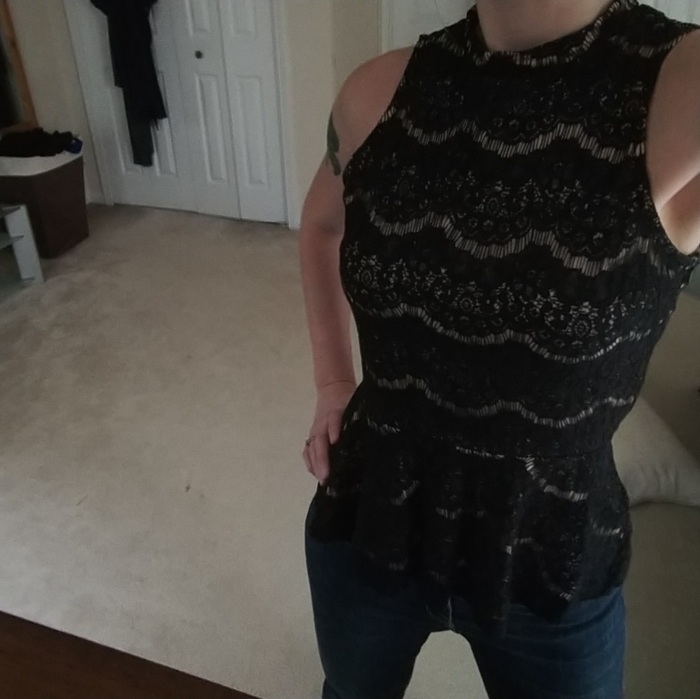 *4 for $16* High neck lace tank top size medium